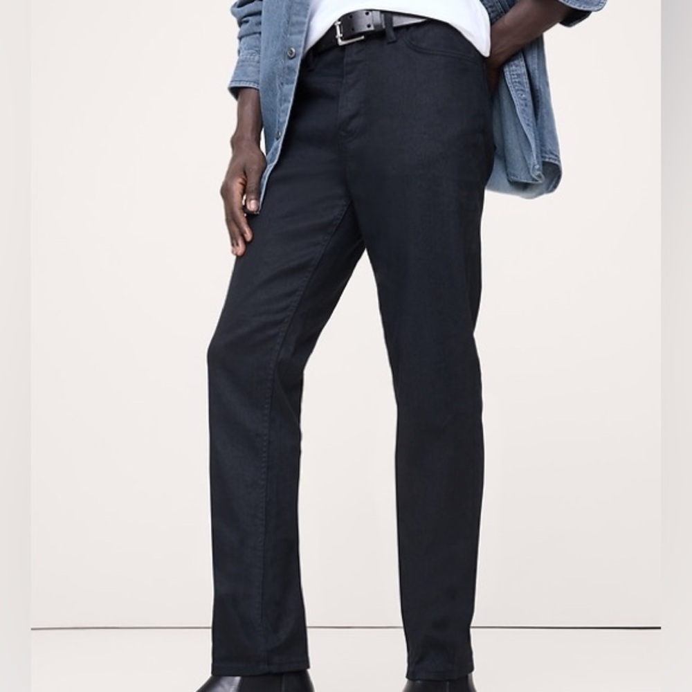 Banana Republic Slim Linen-Cotton Traveler Pant in Black Size 35x30